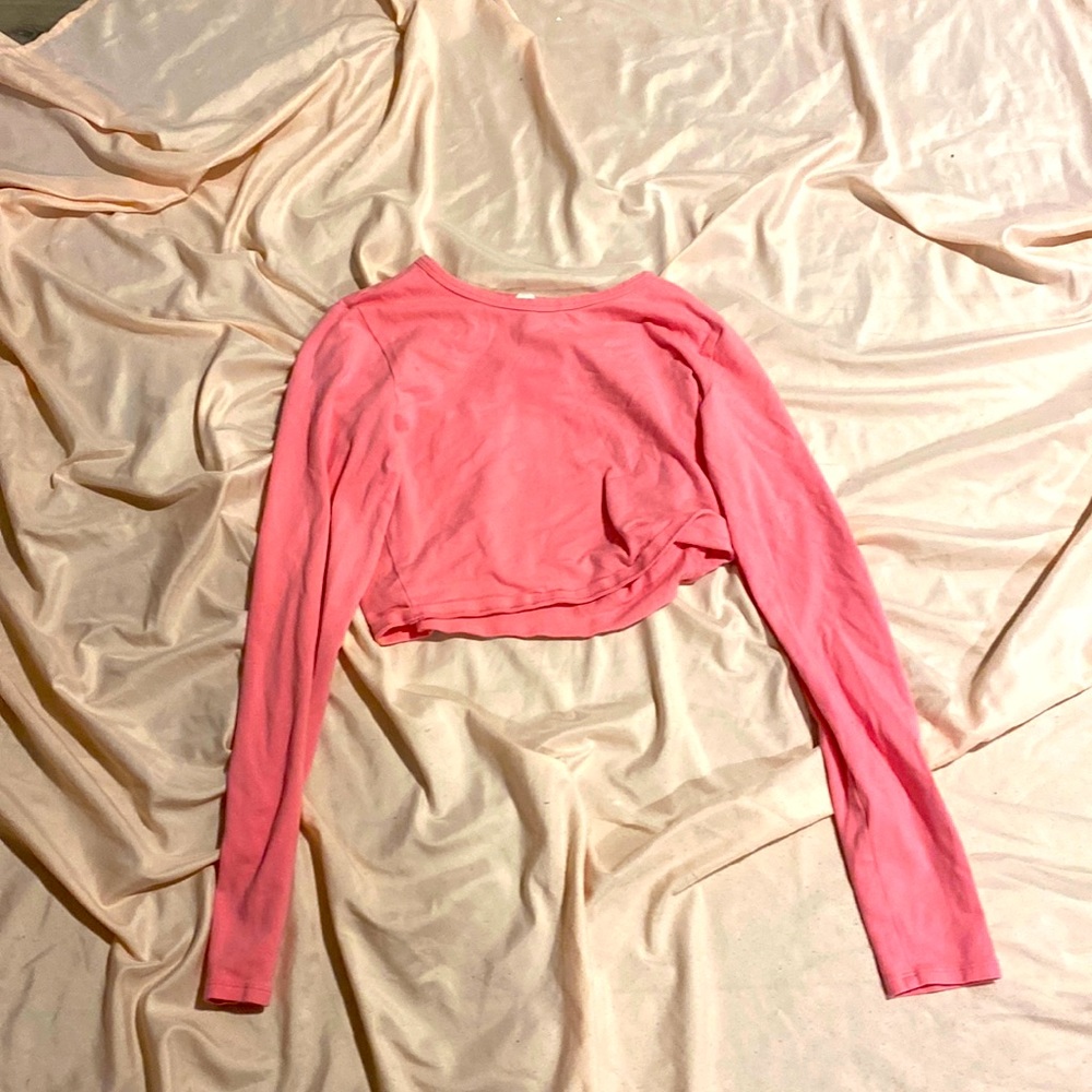Pink crop long sleeve top